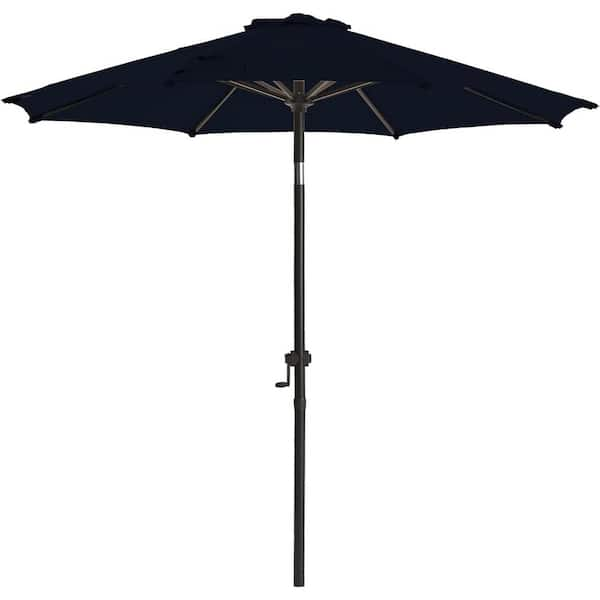 9 ft. Market Umbrella Outdoor Patio Umbrella with Push Button Tilt Crank Garden, Lawn Pool in Navy Blue