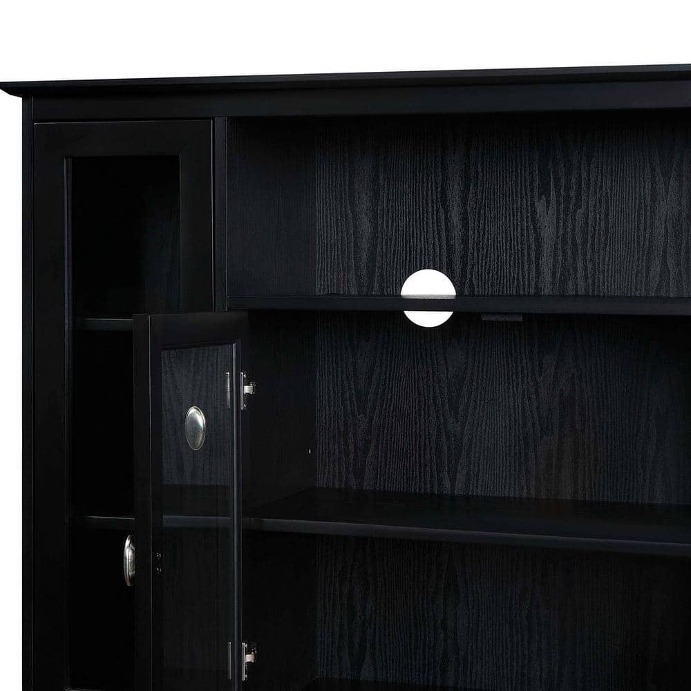 Convenience Concepts Summit Highboy TV Stand with Storage Cabinets and Shelves, Black