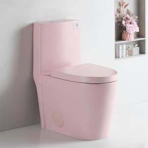 15 5/8 in. 1-piece 1.1/1.6 GPF Dual Flush Elongated ADA Comfort Height Toilet in Rose Pink Seat Included