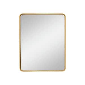 20 in. W x 28 in. H Rectangular Framed Wall Mounted Bathroom Vanity Mirror in Gold Hangs Horizontally or Vertically