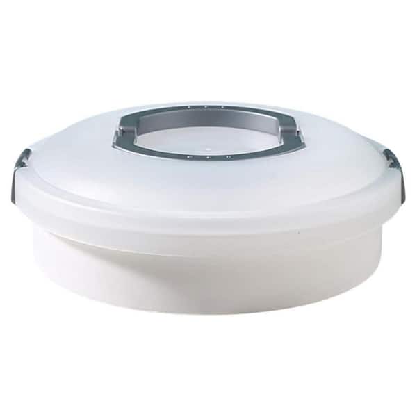 White Round Plastic Pie Carrier with Lid and Handle for Cake, Muffins, Cookies, Egg Transport, 1 Piece