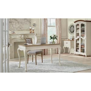 Provence Ivory Writing Desk with Ash Brown Top 54 in.