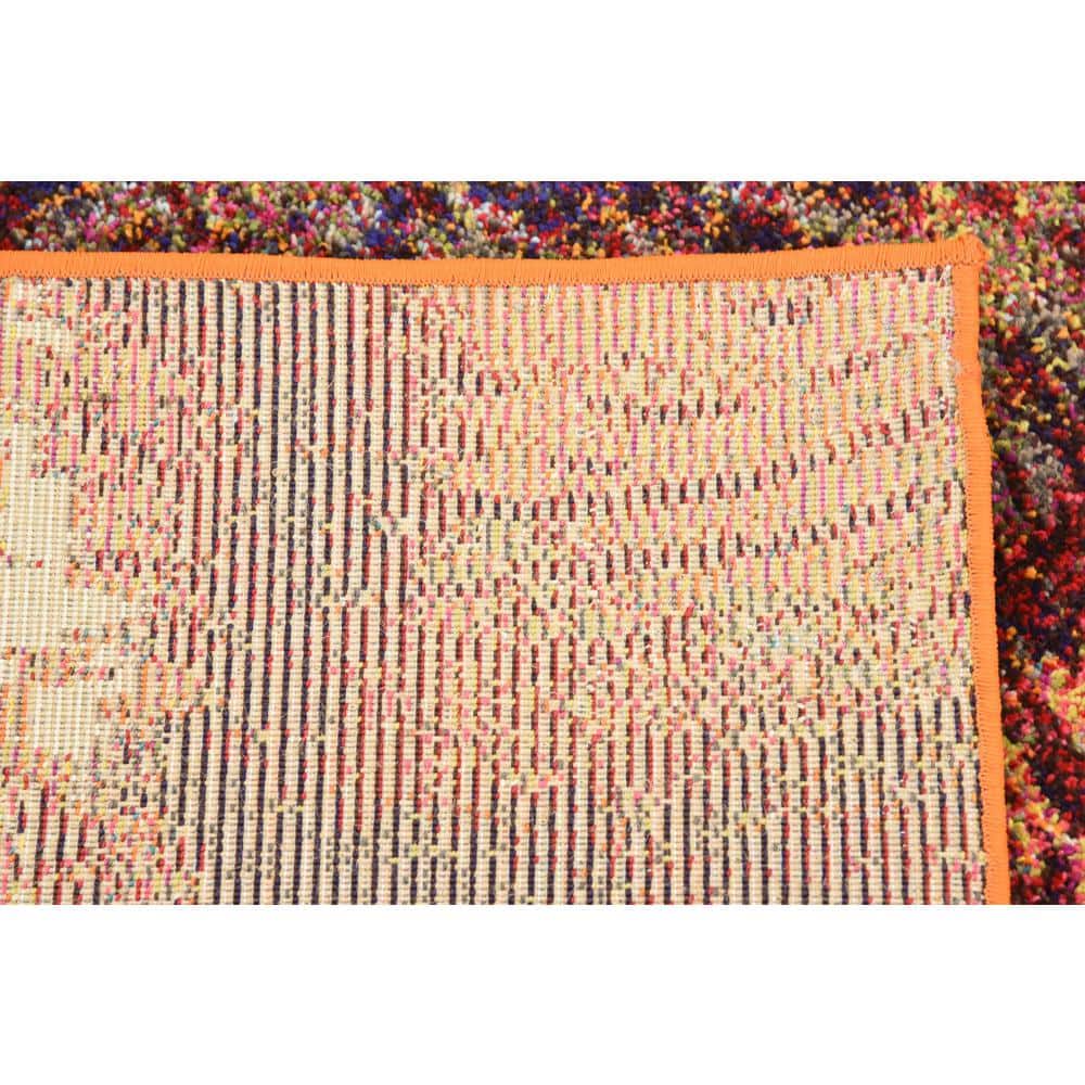 Hyacinth Abstract Blue and Orange 9' x 12' Synthetic Area Rug