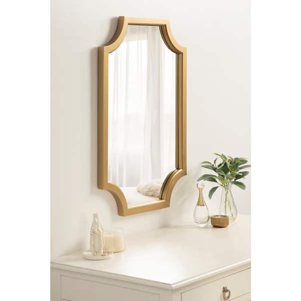 Kate and Laurel Hogan 30.00 in. H x 20.00 in. W Modern Scalloped Irregular  Gold Framed Accent Wall Mirror 220306 The Home Depot