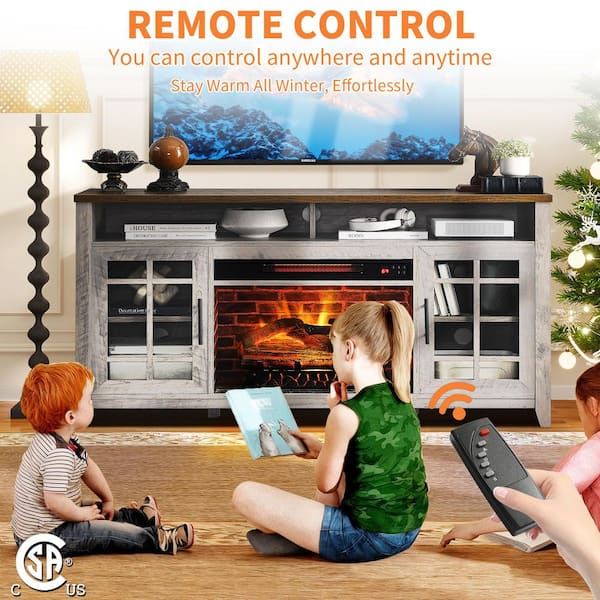 ToolCat 55 in. Freestanding Electric Electric Fireplace TV Stand