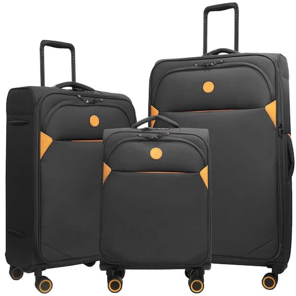 VERAGE Cambridge Lightweight and Sturdy 3-Pcs Luggage Sets Softside Expandable Suitcase with Spinner Wheel, Black, (20/24/29)