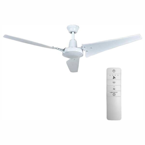 Hampton Bay Industrial 60 in. Indoor White Smart Ceiling Fan with Wall Control and WINK Remote Control