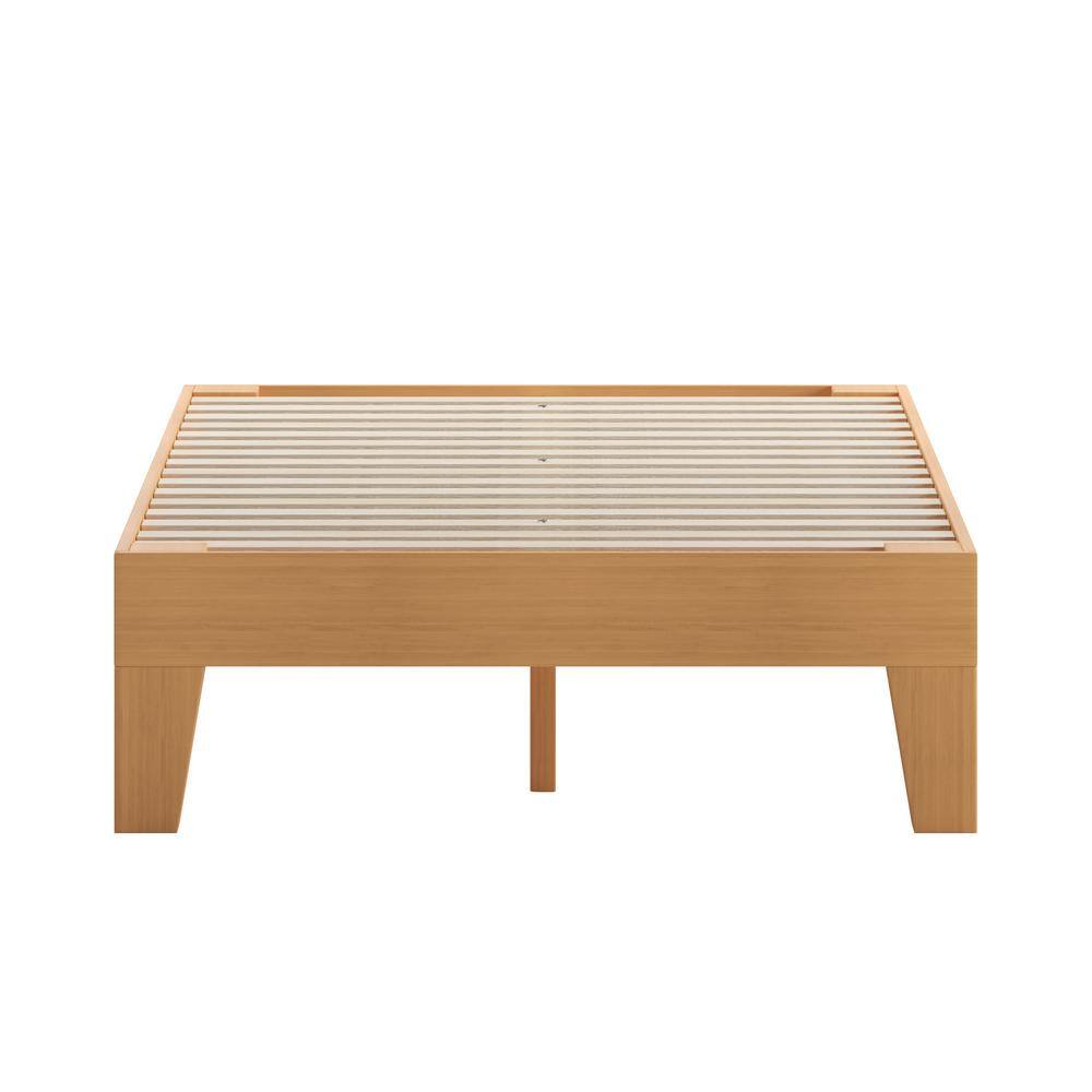 Natural Twin Wood Platform Bed with Slats