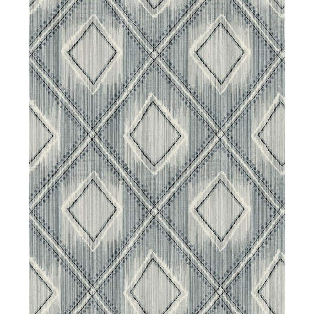 CASA MIA Ikat Texture Blue & Gray & White Textile NonPasted Wet
