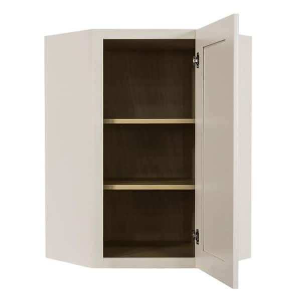 LIFEART CABINETRY Princeton Assembled 24 in. x 30 in. x 12 in. Wall Diagonal Corner Cabinet with 1-Door 2-Shelves in Off-White