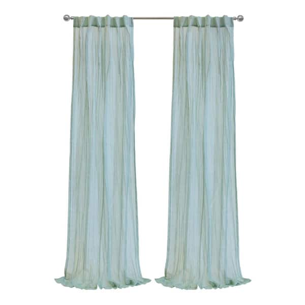 Habitat Paloma Pale Thyme Polyester Broomstick Crushed 52 in. W x 63 in. L Dual Header Indoor Sheer Curtain (Single Panel)