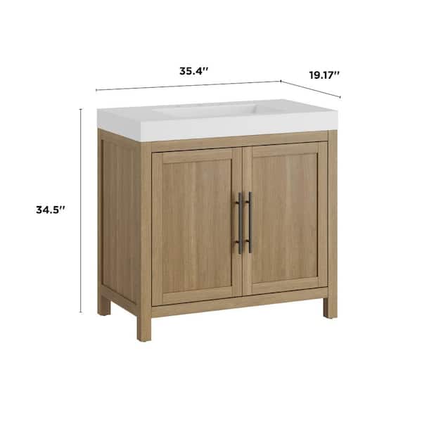 カレン36 allen + roth Kennilton 36-in Gray Oak Undermount Single Sink