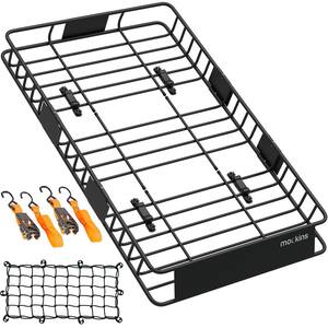 250 lbs. Capacity Roof Rack Rooftop Cargo Carrier with Bungee Net and Ratchet Straps