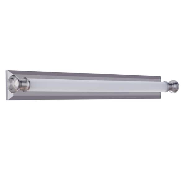 Langston 36 in. Brushed Polished Nickel Finish LED Vanity Light Bar with White Frost Glass