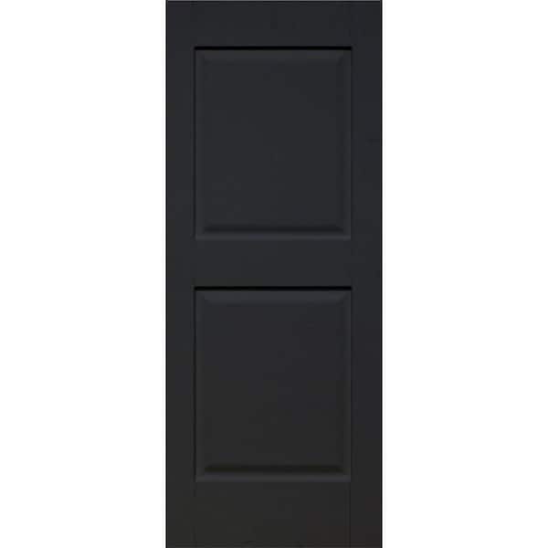 Home Fashion Technologies Plantation 14 in. x 29 in. Solid Wood Panel Exterior Shutters Behr Jet Black