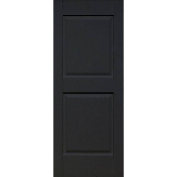 Home Fashion Technologies 14 in. x 35 in. Panel/Panel Behr Jet Black Solid Wood Exterior Shutter