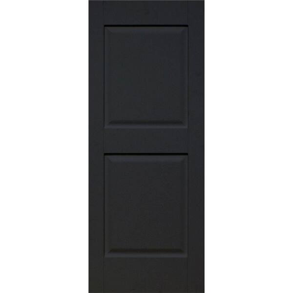 Home Fashion Technologies Plantation 14 in. x 35 in. Solid Wood Panel Exterior Shutters 4 Pair Behr Jet Black-DISCONTINUED
