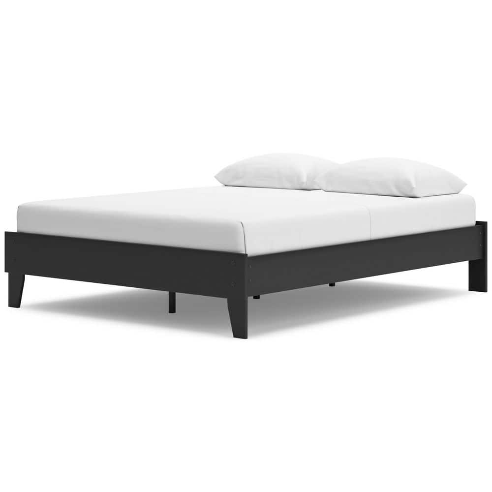 Matte Black Queen Platform Bed with Storage Drawers