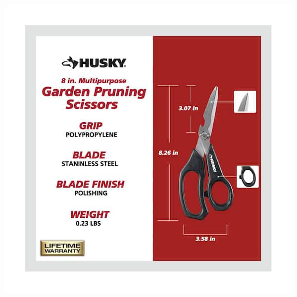 Husky 8 in. Multipurpose Garden Pruning Scissors Husky-9 - The