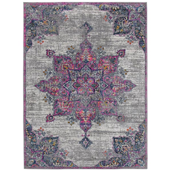 Montana 5 x 8 Pink Medallion Pattern Area Rug for High Traffic Living Room Dining Room Bedroom