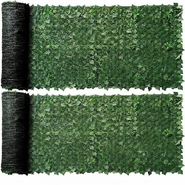 Green 0.04 in Artificial Ivy Hedge Panel Privacy Screen Mesh Back Faux Leaf Fence Wall Decoration for Garden Yard