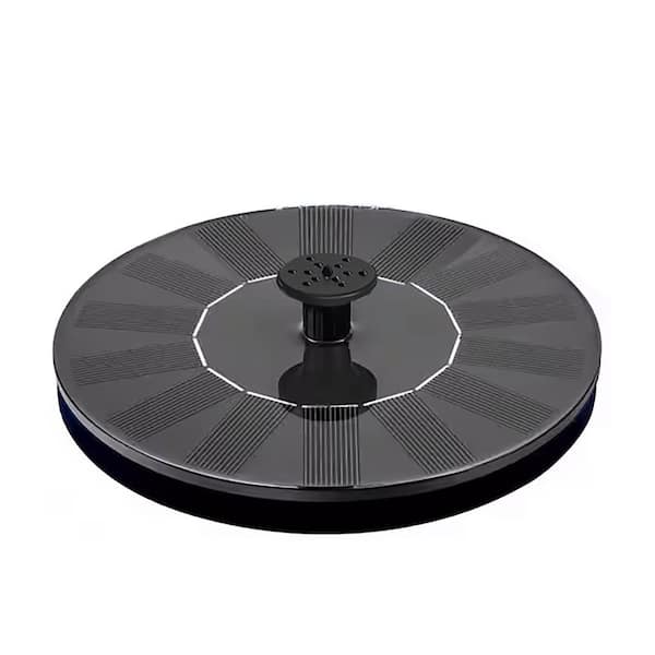 Solar 1.2in Height 6.3in Diameter Black Freestanding Bird Bath Outdoor Water Fountain with 8 Nozzles for Garden Decor