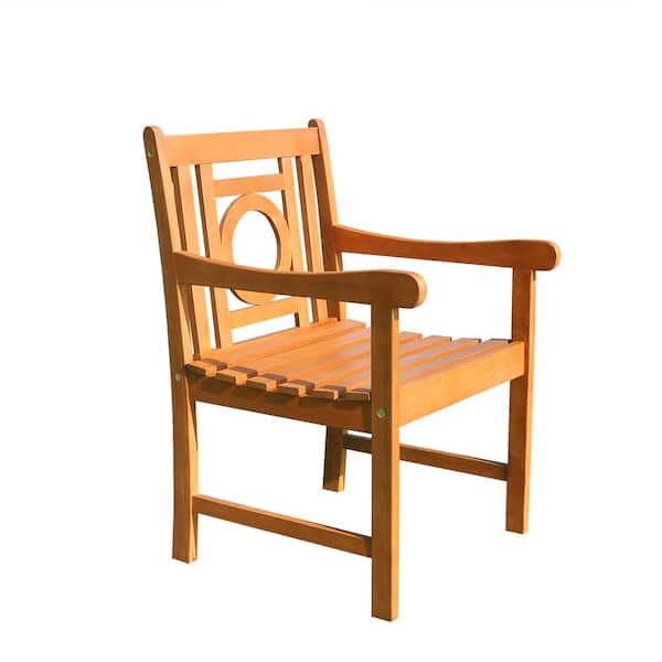 Vifah Malibu Collection 1-Piece Wood Color Patio Dining Chair