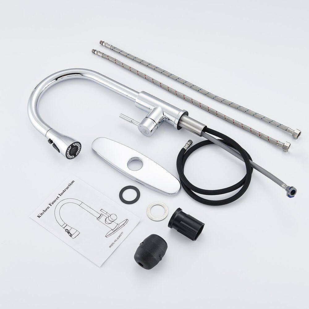 Chrome Stainless Steel Single Handle Pull Down Kitchen Faucet