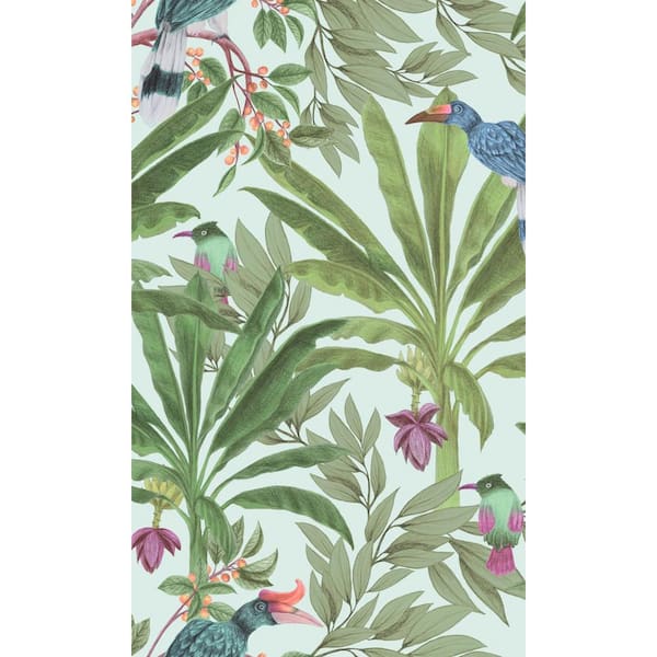 Walls Republic Mint Green and Jungle Green Tropical Jungle Leaves Print Non-Woven Non-Pasted Textured Wallpaper 57 sq. ft.