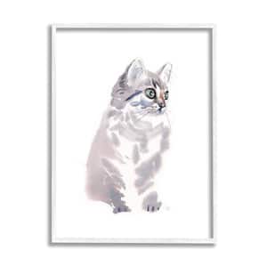 "Grey Shorthair Kitten Portrait Pet Cat" by Verbrugge Watercolor Framed Animal Wall Art Print 11 in. x 14 in.