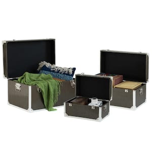 Faux Leather Storage Trunk (Set of 3)
