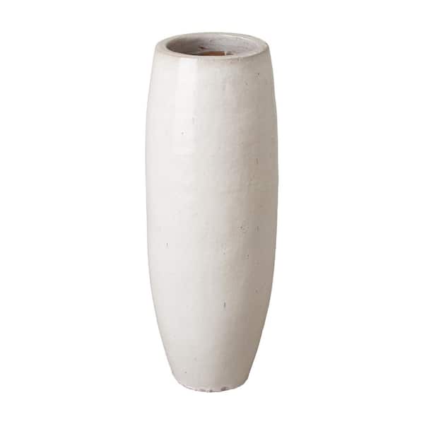 Emissary Tall 13 in. L x 37 in. H Distressed White Ceramic Round Jar