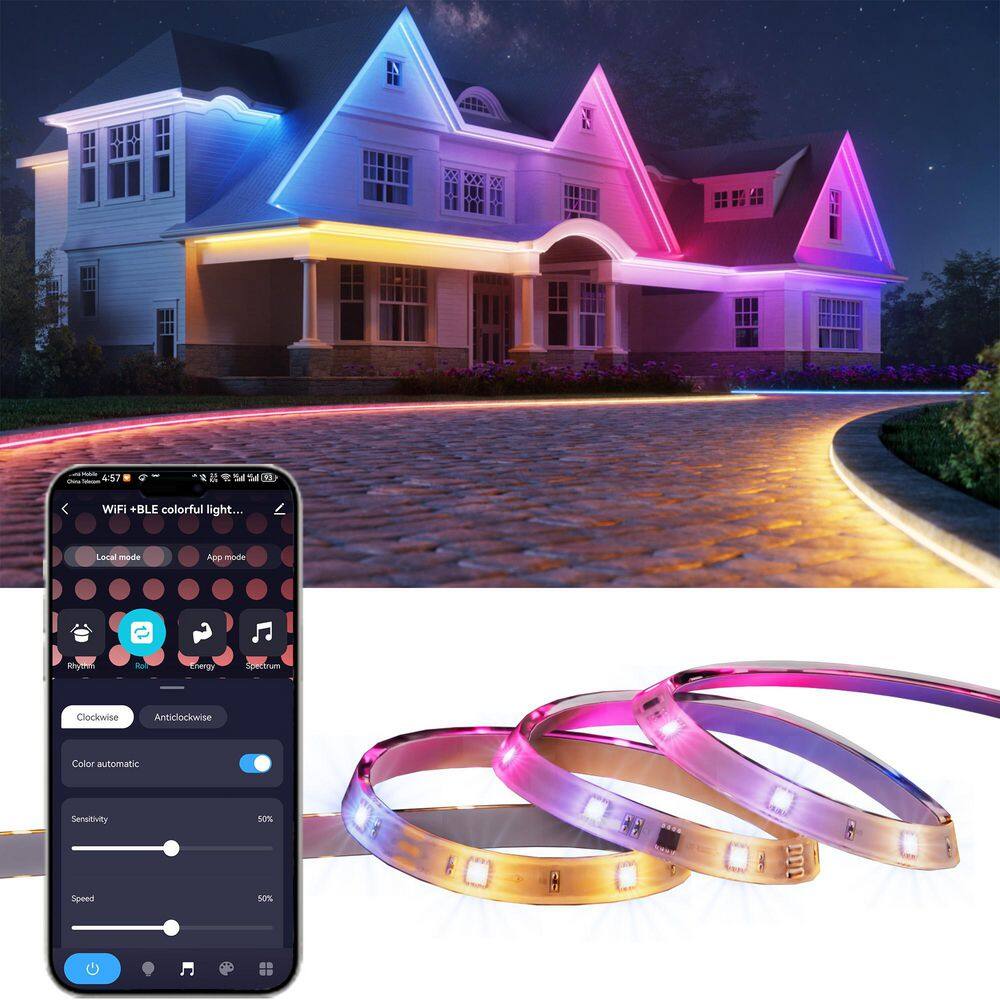 32.8 ft. Smart RGBW Color Changing Bluetooth Plug-In Outdoor Integrated LED Strip Light Fixture Control with App/Remote price history on PriceWatchPro