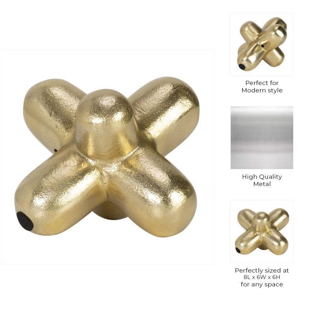 Gold Geometric Metal Orb Sculpture, 8-inch