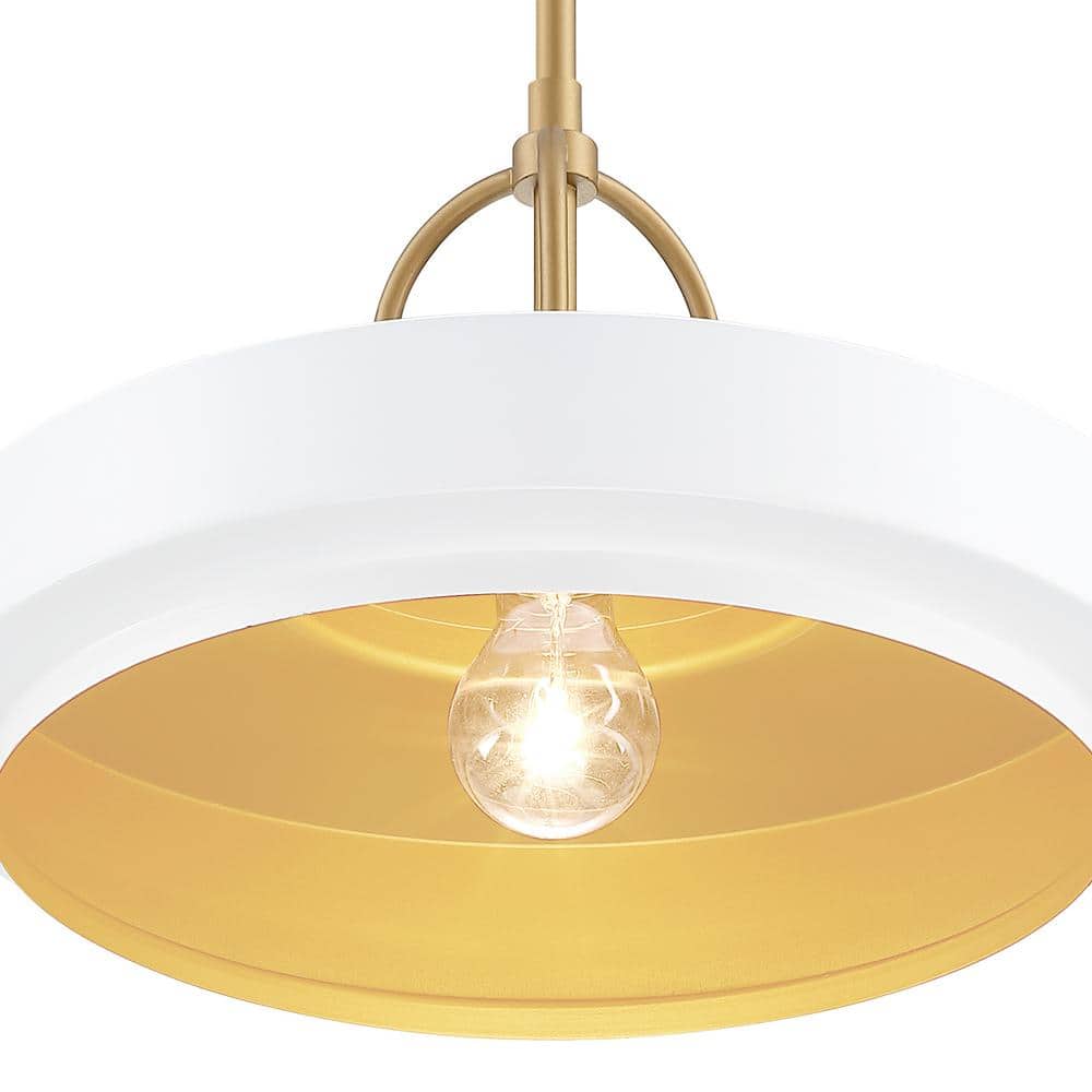 Odea Matte White and Brushed Gold Mid-Century Modern Pendant Light