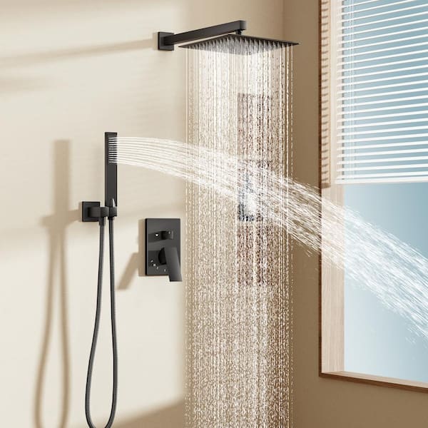 Single Handle 3-Spray Shower Faucet 1.8 GPM with Pressure Balance, Anti Scald in Matte Black