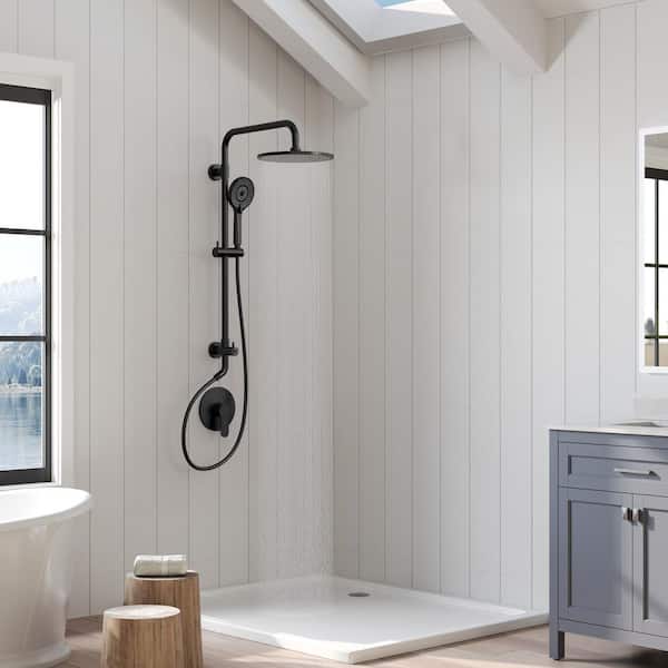 2-Spray 10 in. Wall Mount Dual Fixed and Handheld Shower Head 2.5 GPM with Adjustable Height in Matte Black