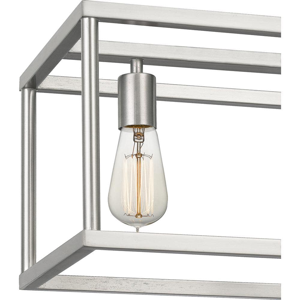 New Harbor Brushed Nickel 52" Linear Chandelier with Edison Bulbs