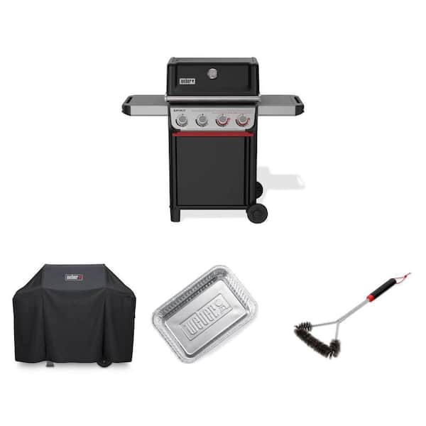 Spirit SB-E-425 4-Burner Gas Grill with Boost Burners, Premium Cover, 18 in. Brush and Drip Pans (10-Pack)