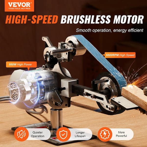 Belt Grinder Sander, 30 x 1-in. Variable Speed Belt Polisher with VFD, 550W Polishing Grinding Machine