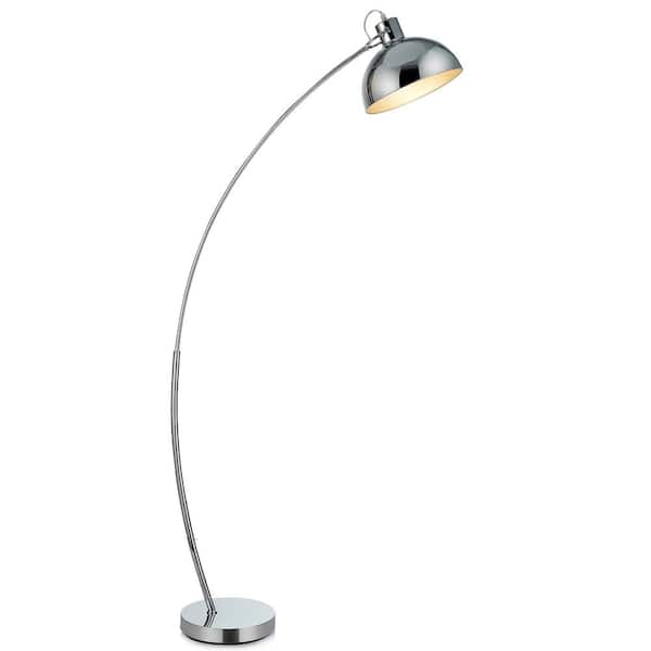 Teamson Home Arco Floor Lamp With Shade, Chrome Curved Arm Floor Lamp