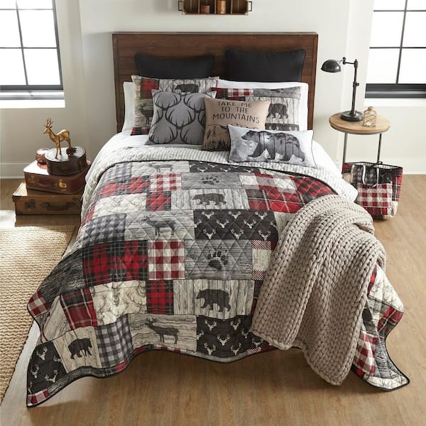 DONNA SHARP Timber 2-Piece Red Polyester Twin Quilt Set