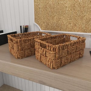 HOUSEHOLD ESSENTIALS Small Wicker White Basket with Lid ML-7113 - The Home  Depot