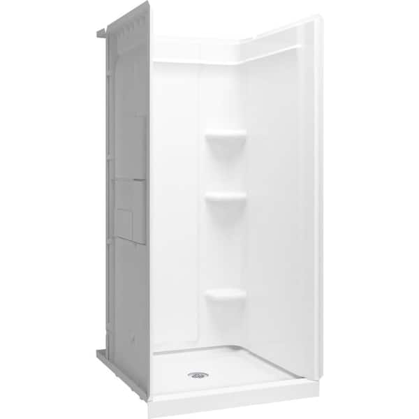 STERLING PLUMBING Medley 72 in. H x 36 in. L x 34 in. W Alcove Shower Kit with Shower Walls and Shower Pan in White