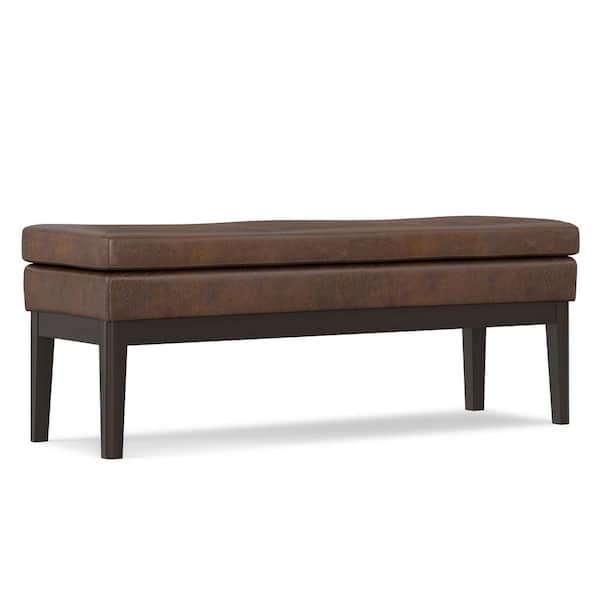 Carlson 44.5 in. Ottoman Bench, Distressed Chestnut Brown