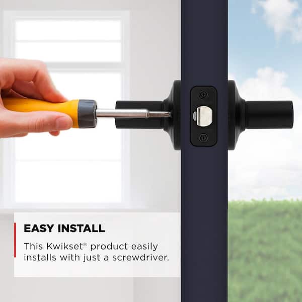 Kwikset Henley Matte Black Keyed Entry Door Handle Featuring