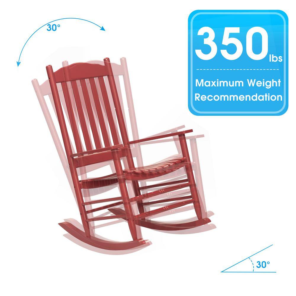 Red Acacia Wood High Back Outdoor Rocking Chair