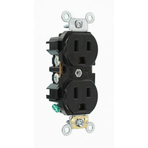 15 Amp 125 V Industrial Grade Duplex Outlet/Receptacle, Black (1-Pack) 5252-E