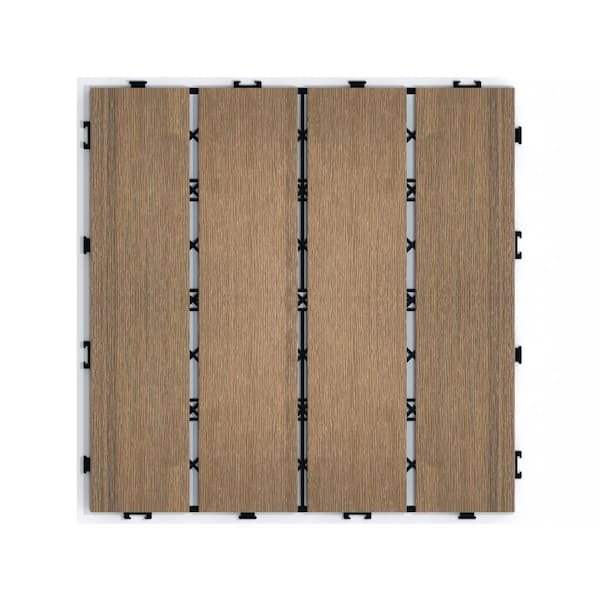 Tidoin Outdoor 1 ft. x 1 ft. Composite Deck Tile in Oak (22 Per Box)