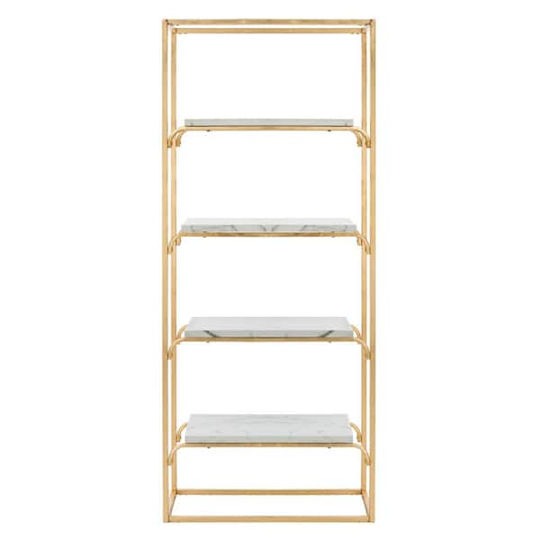 SAFAVIEH Fiora 72 in. Gold/White Metal 4-shelf Bookcase